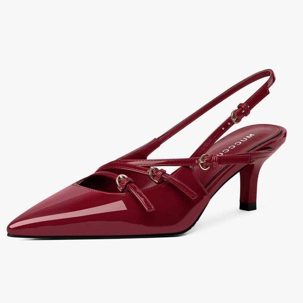 MUCCCUTE Women's Heels with Pointed Toe, Heeled, Flat Heels with Strap size 6.5